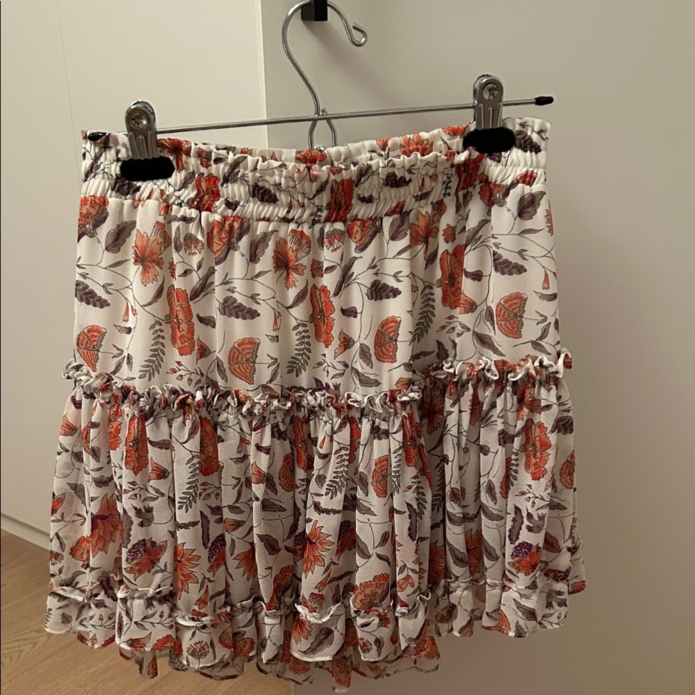 Misa Los Angeles Floral Mini Skirt - Orange and White